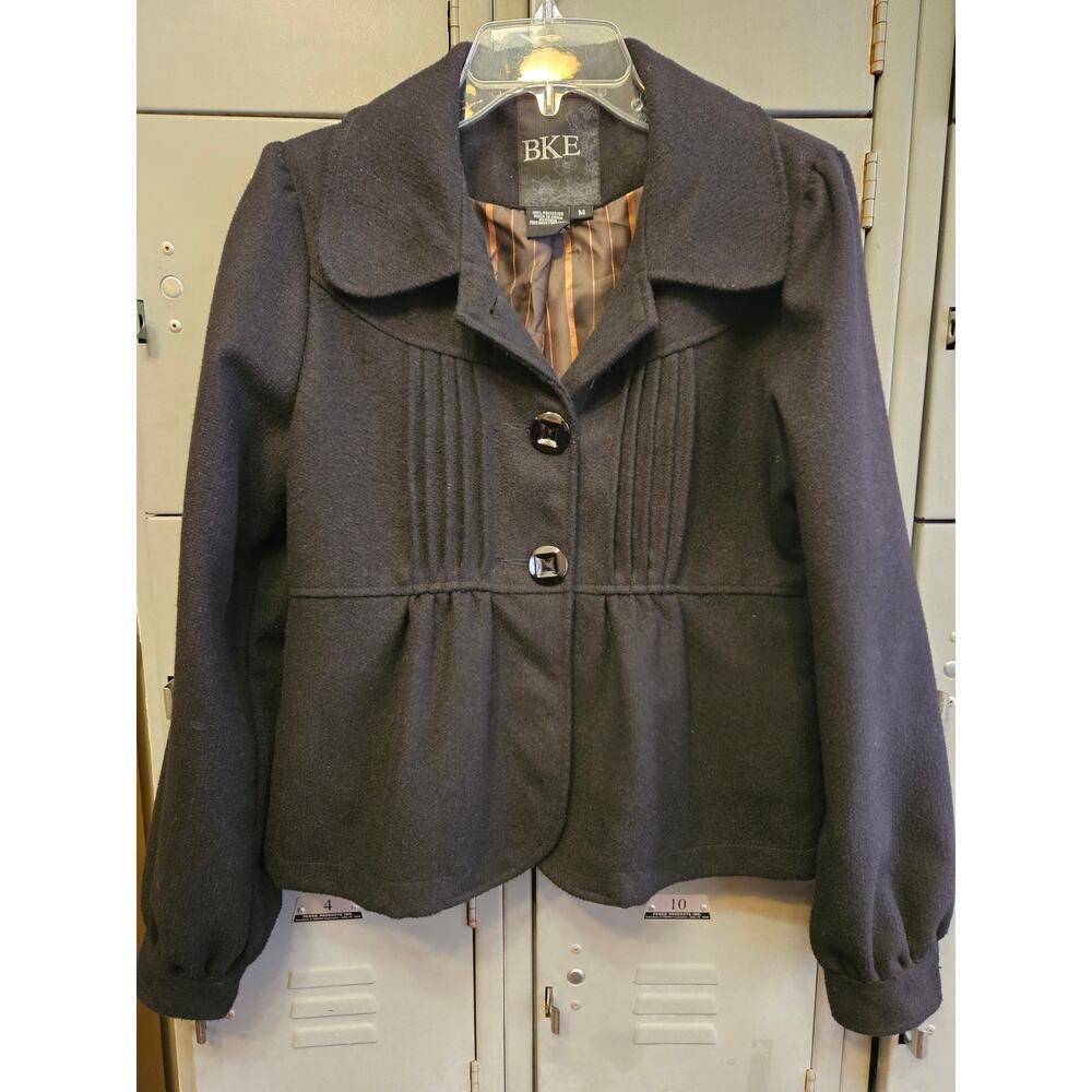 BKE by Buckle ladies classic black peplum peacoat jacket Size Medium lined